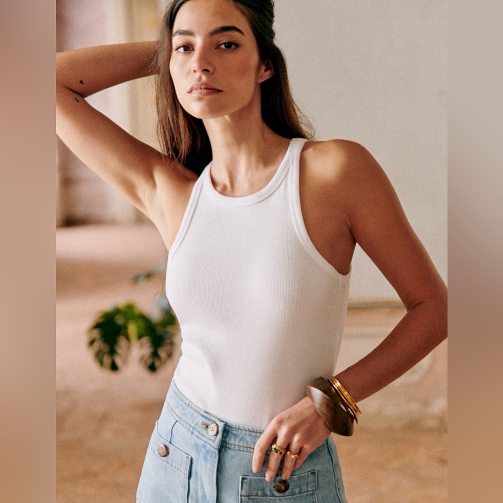 Sezane Marcelo Tank Tops Ecru - Size small